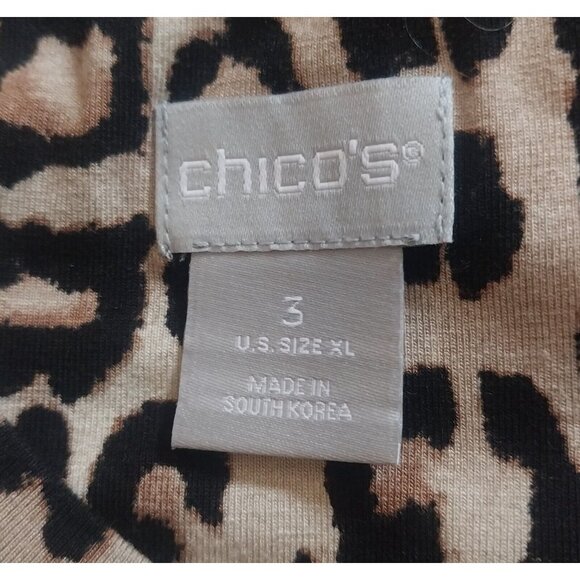 Chicos XL Leopard Print Long Sleeve Top Country Granny Core Y2K - Picture 3 of 7